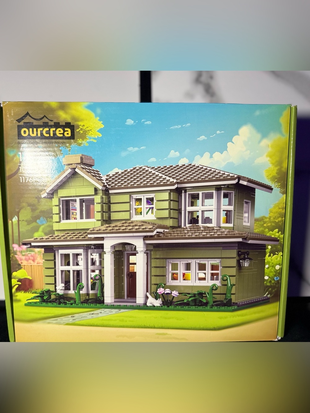 Green Two-Story modern family House Lego Set - Home Office Decor